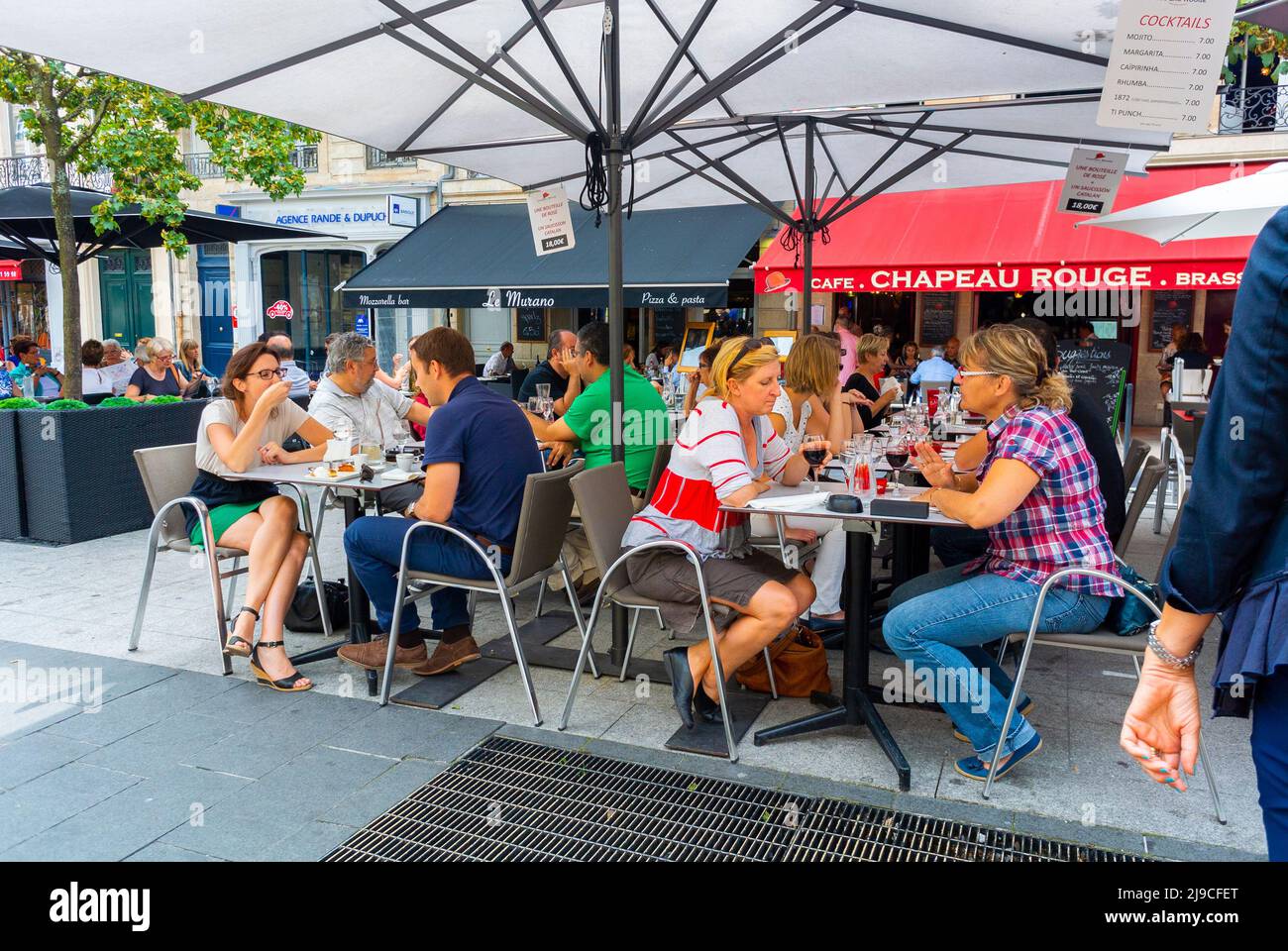 Bordeaux, France, Crowd People, Outside, Street,  French Cafe Terrace, Stock Photo