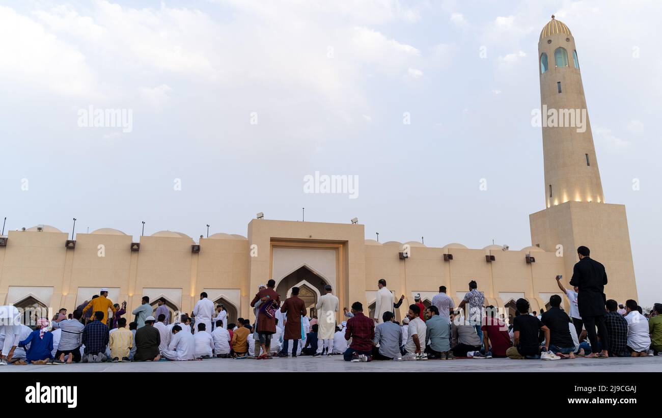 Doha, Qatar May 02,2022 People attending Eid prayer at Abdual wahab