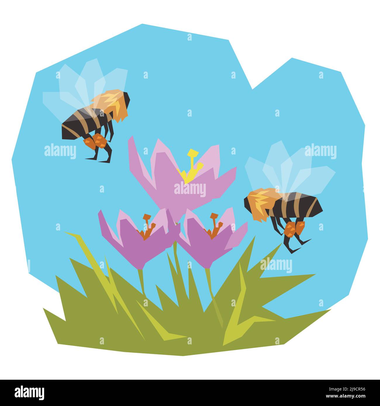 Honey bee and flowers illustration Stock Vector Image & Art - Alamy