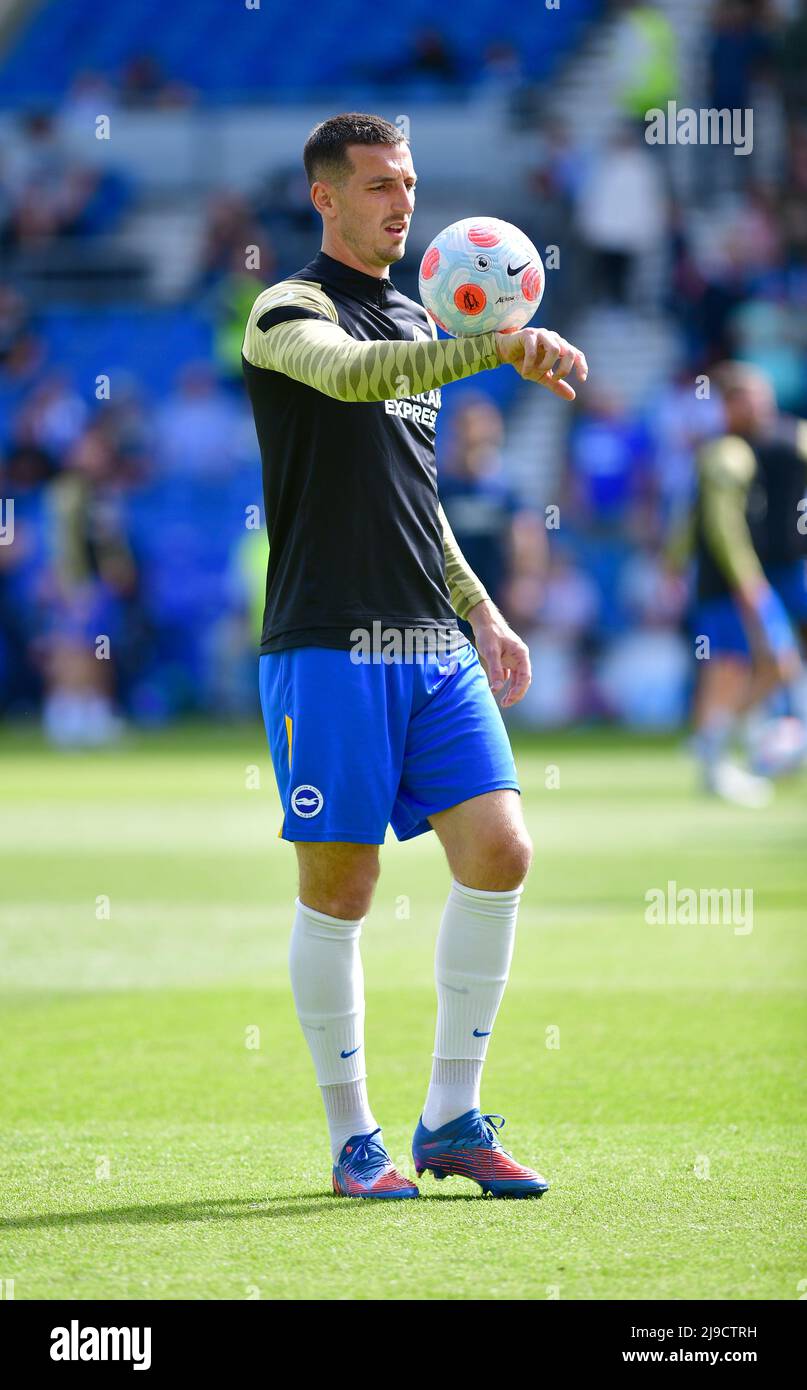 Brighton, UK. 22nd May, 2022. Lewis Dunk of Brighton and Hove Albion before the Premier League match between Brighton & Hove Albion and West Ham United at The Amex on May 22nd 2022 in Brighton, England. (Photo by Jeff Mood/phcimages.com) Credit: PHC Images/Alamy Live News Stock Photo