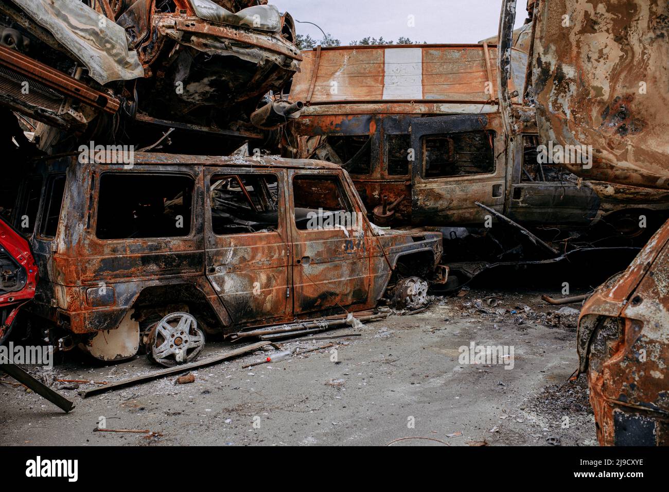 War in Ukraine. Russia kills people and children Stock Photo