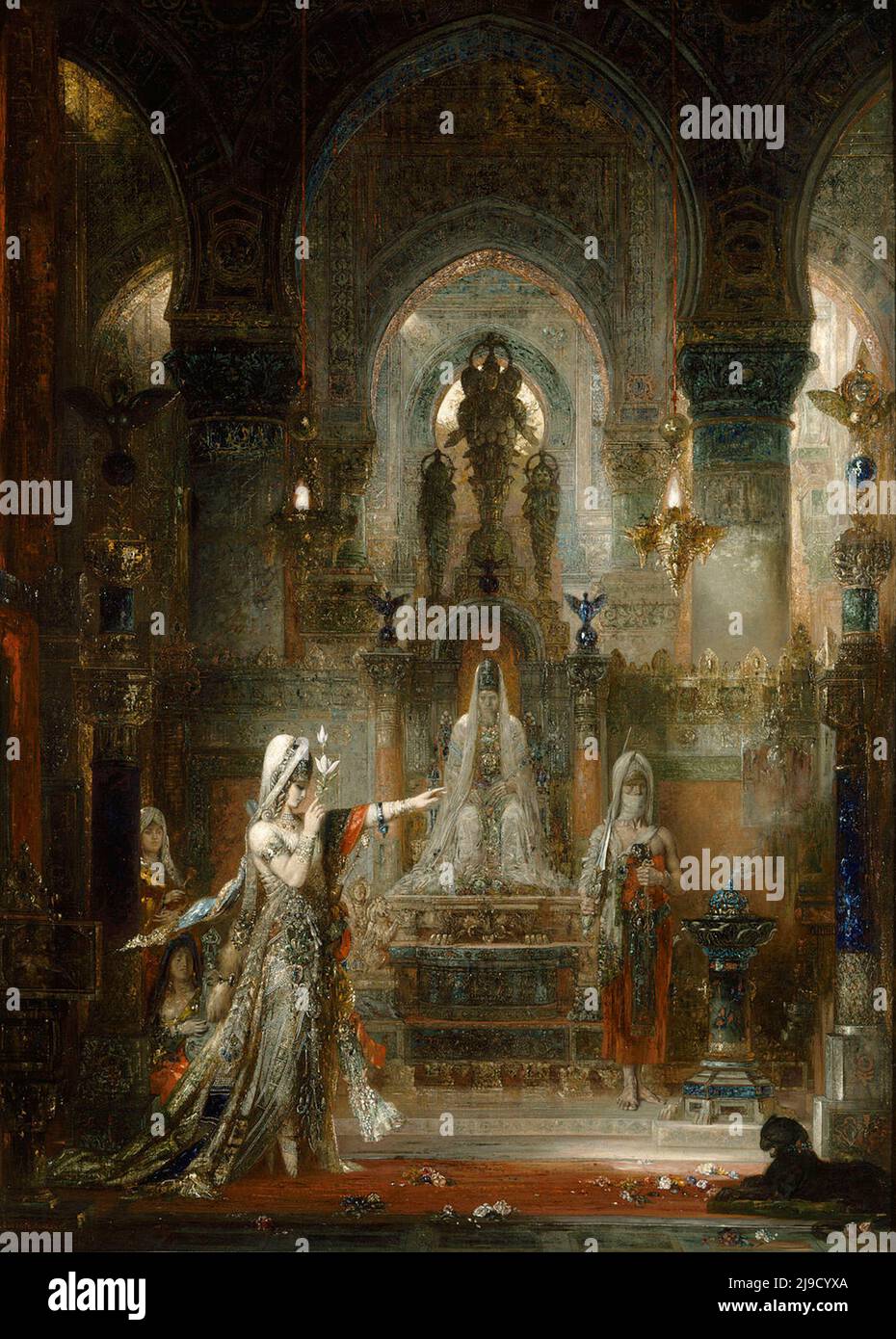 Salome and the Apparition of the Baptist's Head by Gustave Moreau. The scene shows Salome dancing seductively for Herod whilst the apparition of the recently executed John the Baptist appears in the air. Stock Photo
