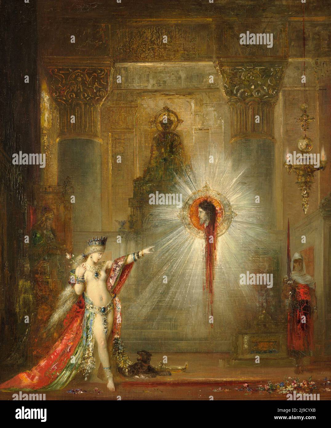 Salome and the Apparition of the Baptist's Head by Gustave Moreau. The scene shows Salome dancing seductively for Herod whilst the apparition of the recently executed John the Baptist appears in the air. Stock Photo