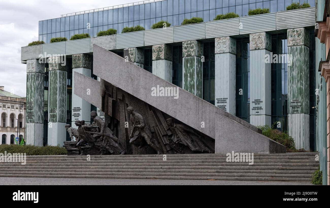 WARSAW, POLAND - MAY 14, 2022:  Warsaw Uprising Monument  commemorating the sacrifice of anti-Nazi resistance fighters in summer 1944 during WW2 on Pl Stock Photo