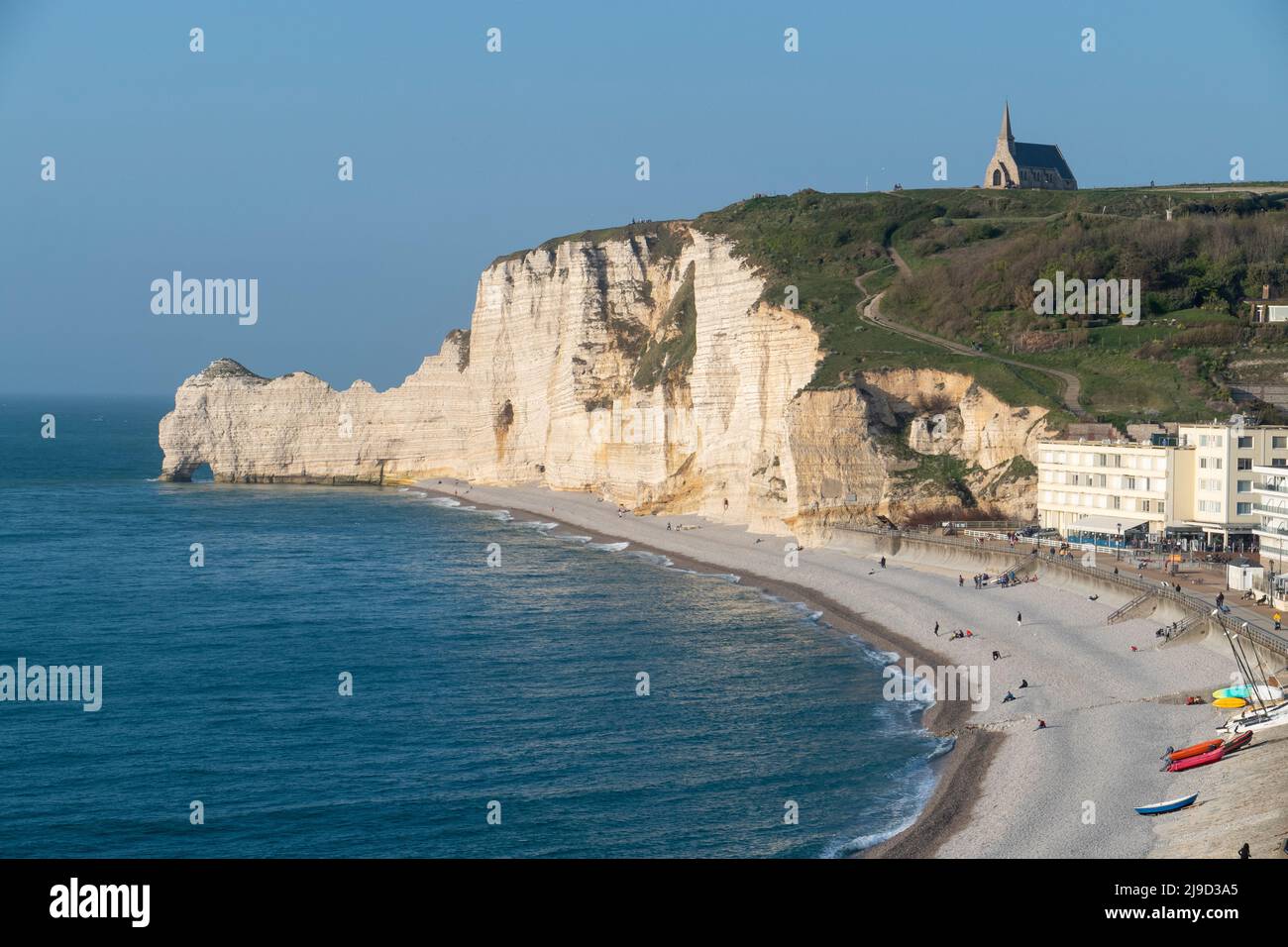 The cliff of Falaise d'Amont in Etretat,  in the Normandy region of Northwestern France Stock Photo