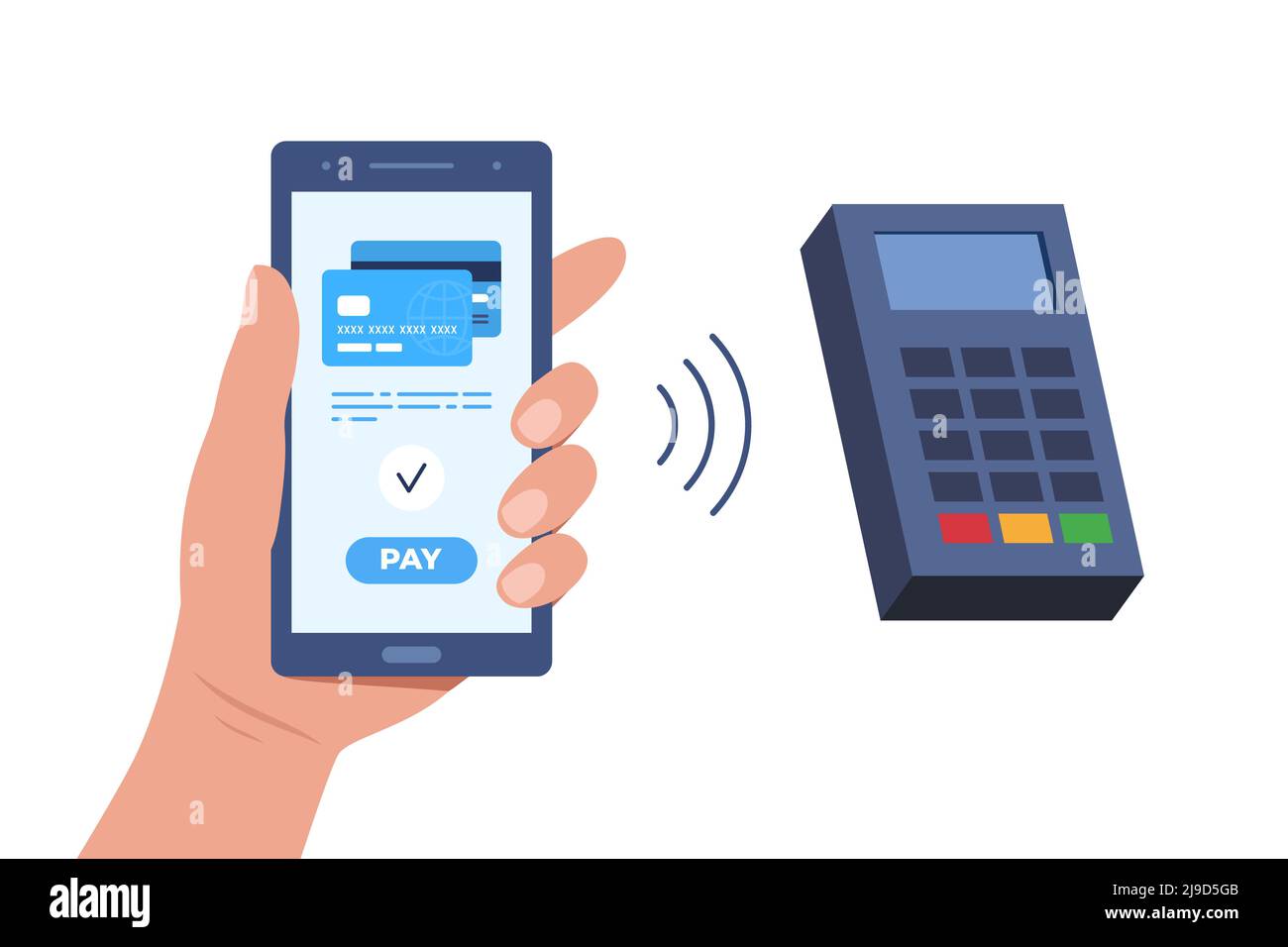 Processing of NFC payment. Contactless payment by smartphone, near