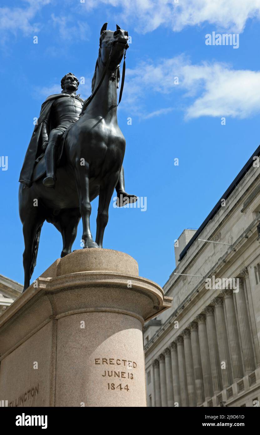 Equestrian statue of the Duke of Wellington who was known as the Iron Duke Stock Photo