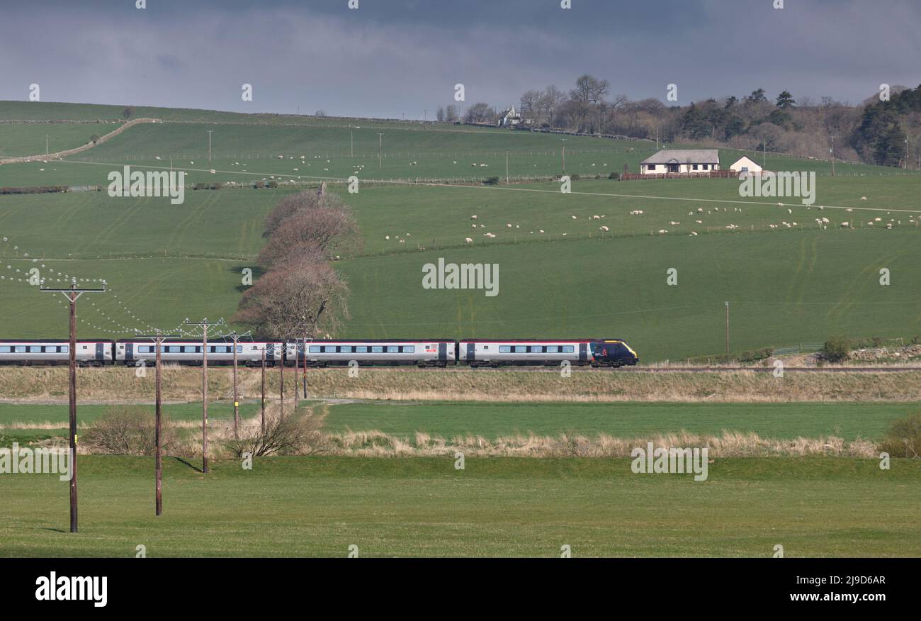 Avanti west coast class 221 voyager train 221116 passing New Cumnock, south west Scotland with a passenger service diverted to to engineering work Stock Photo