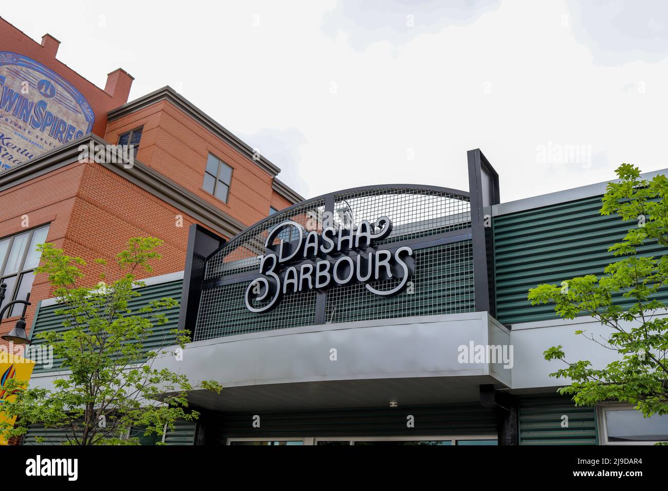Louisville, Kentucky USA  May 22, 2022: A view of the exterior of Dasha Barbours Southern Bistro restaurant downtown Louisville, Kentucky Stock Photo