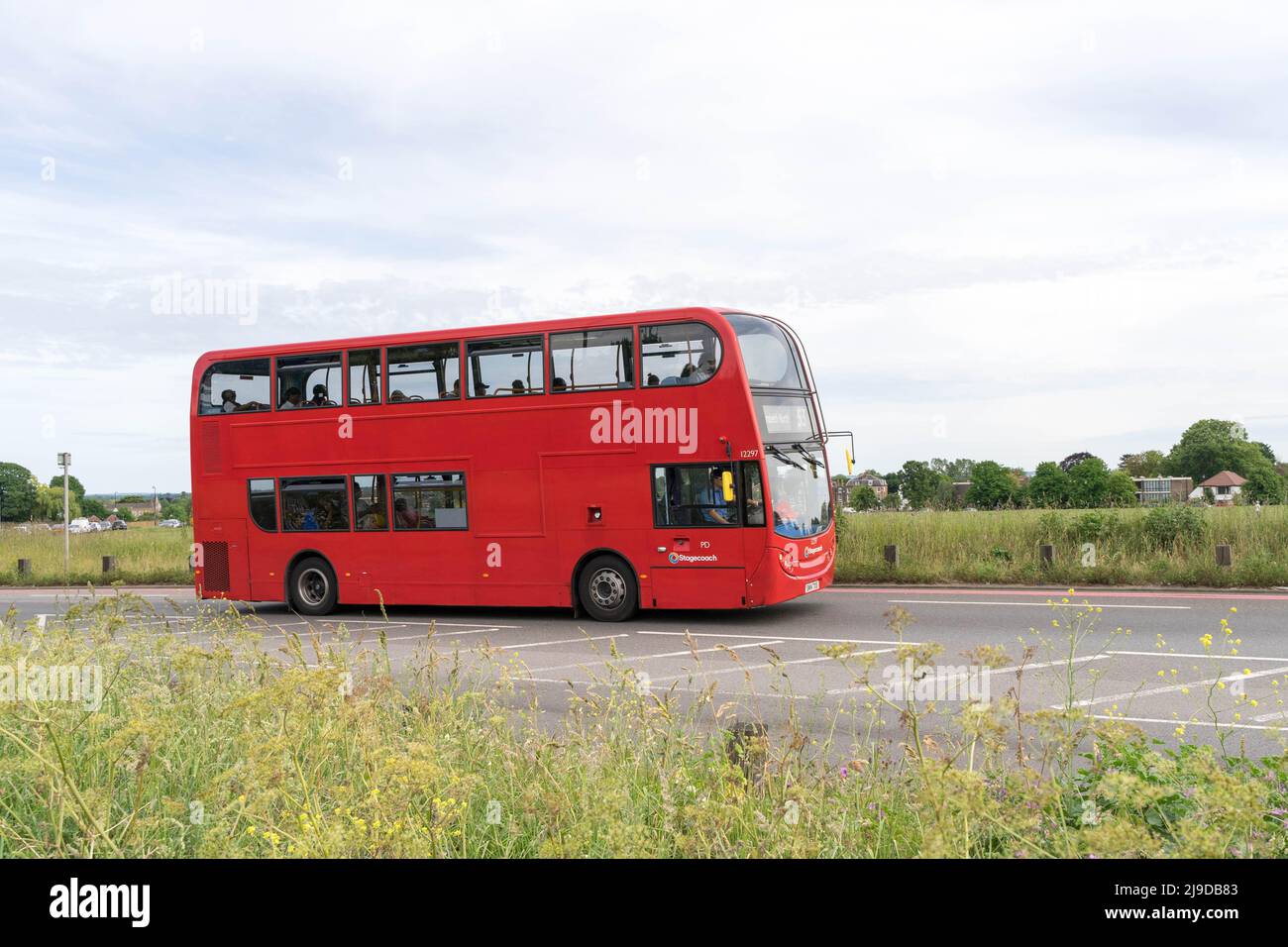 London red double decker bus on A2 in London England UK Stock Photo