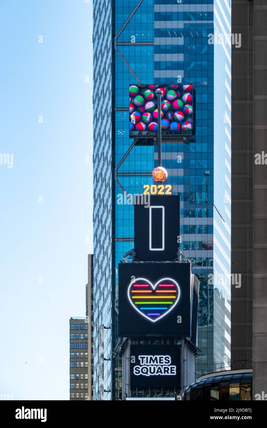2022  New Year's Ball and Signage, Times Square, NYC Stock Photo