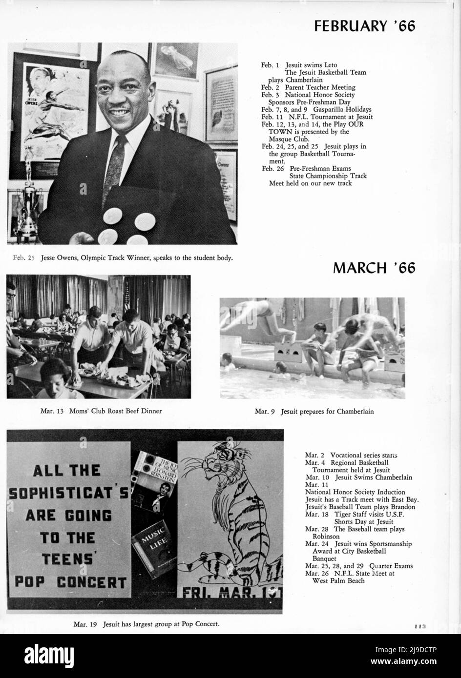 Jesse Owens was the Grand Marshall of the first annual Jesuit Track Meet , Feb 1966, featured in the Yearbook, Tampa, Fl Stock Photo