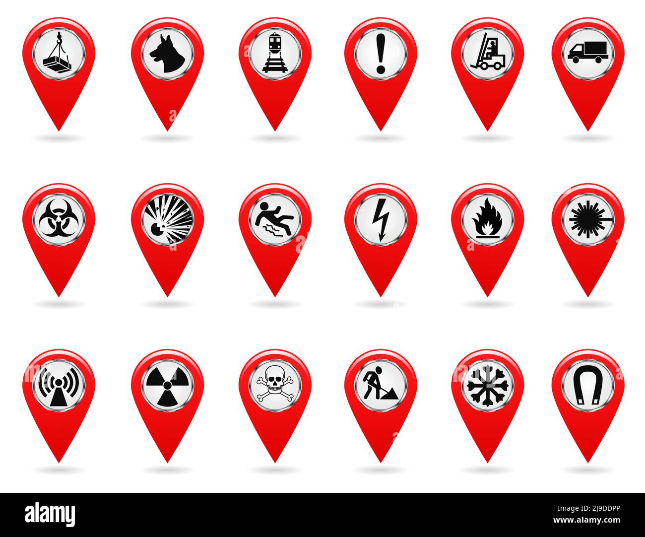 Map pointers. Set of safety symbols. Location and specify the
