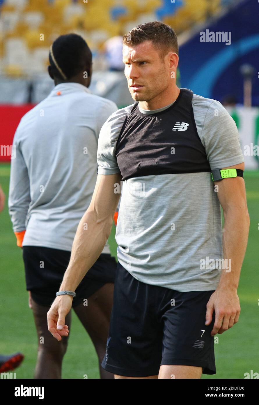 KYIV, UKRAINE - MAY 25, 2018: James Milner of Liverpool in action during training session before the UEFA Champions League Final 2018 game against Real Madrid in Kyiv, Ukraine Stock Photo