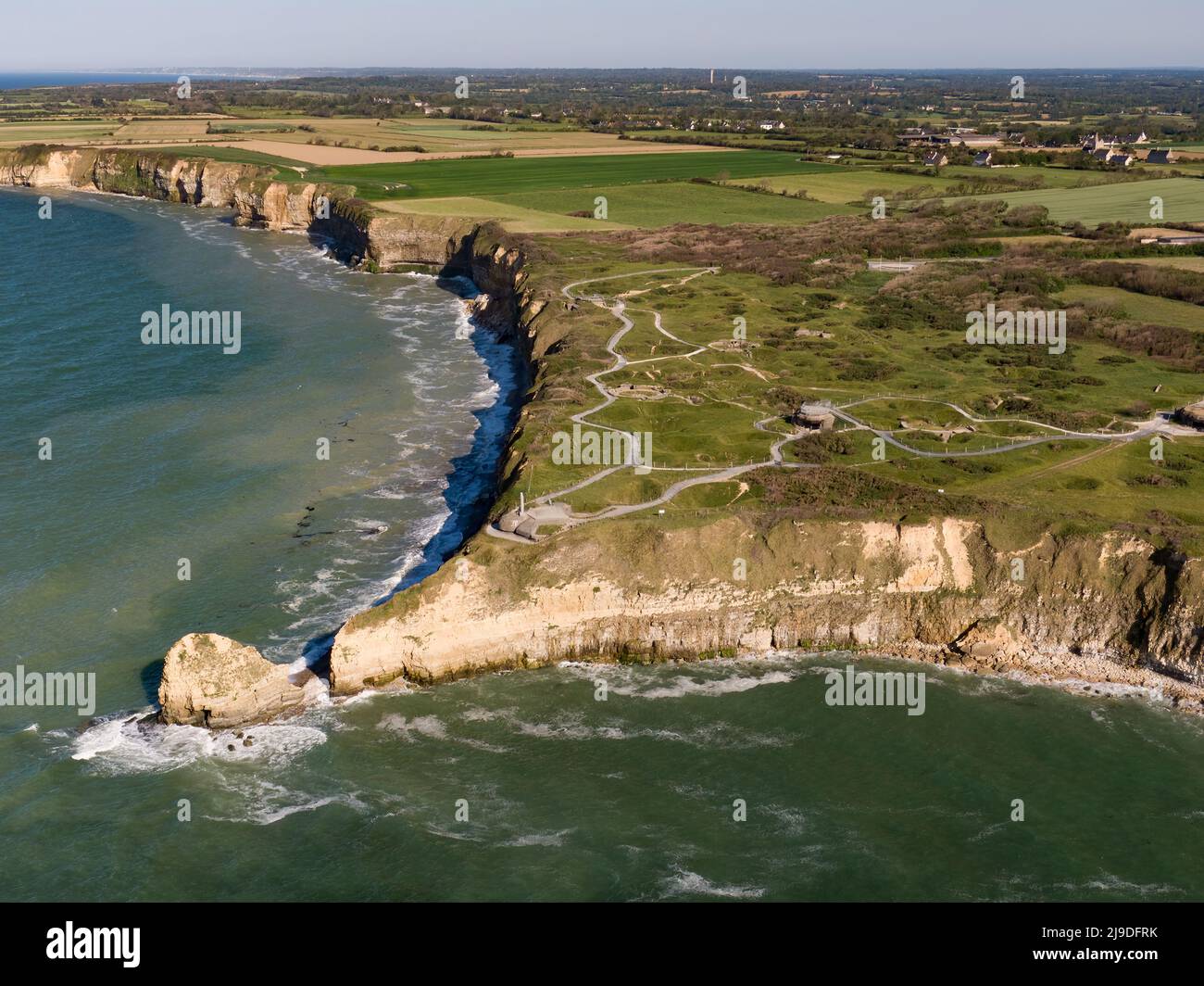 Photo of the pointe du Hoc - Historic site of the Normandy DDay during the WWII.  Stock Photo