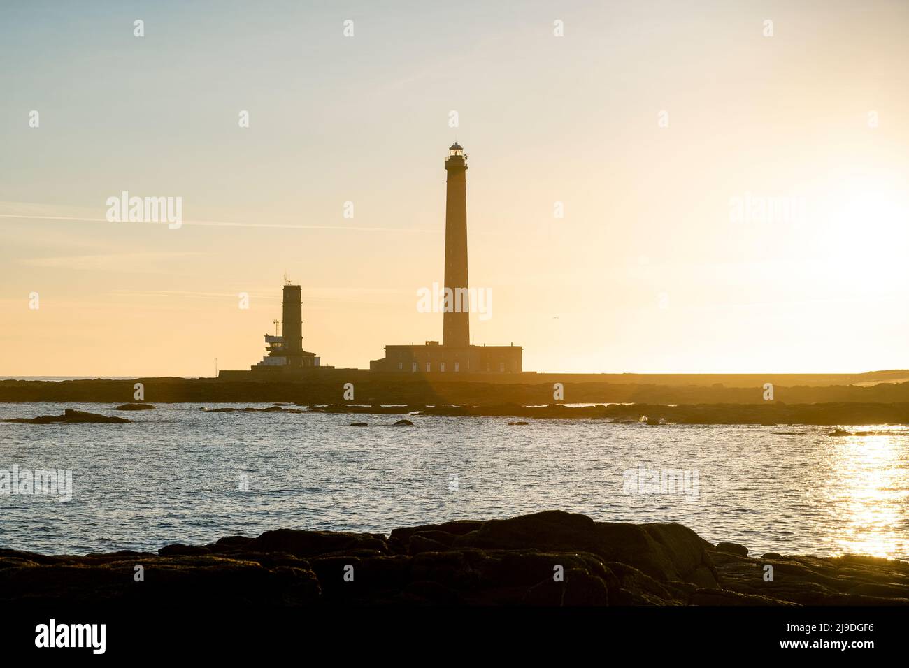 The gatteville lighthouse in Normandy during the sunrise Stock Photo