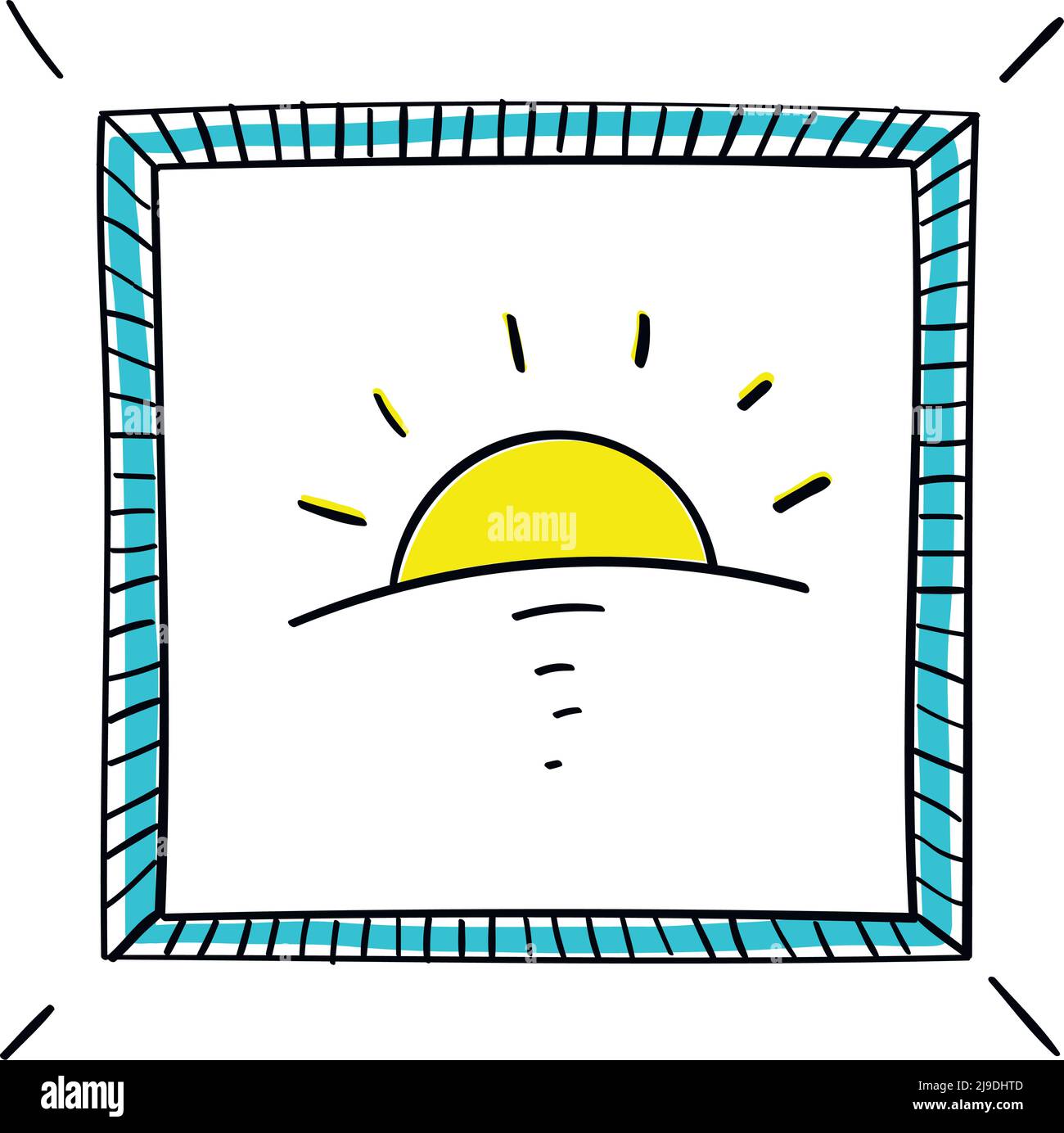 Picture with frame, sunset or sunrise. Drawing sketch vector Stock Vector  Image & Art - Alamy