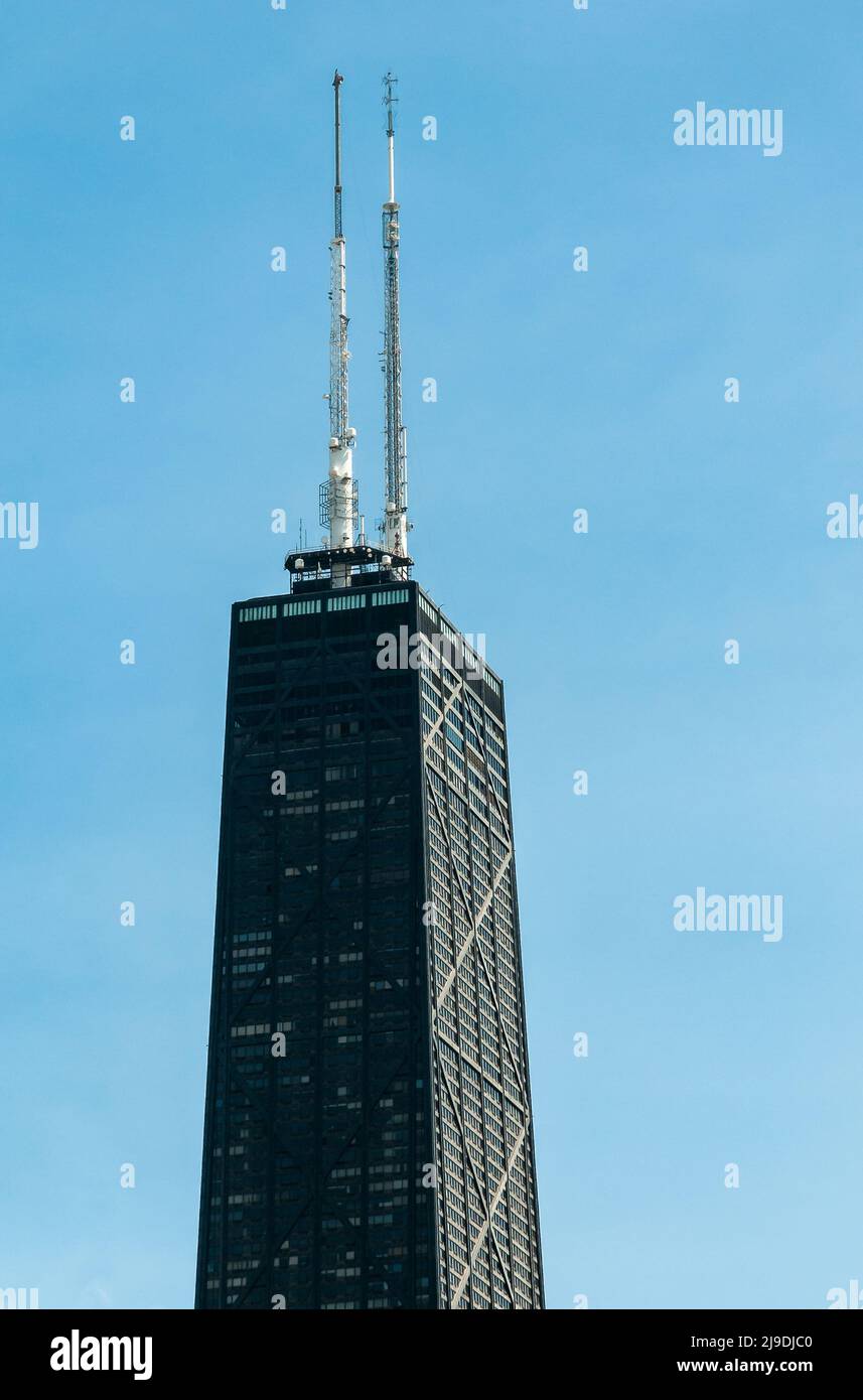 View of the John Hancock Center building in Chicago downtown Stock Photo