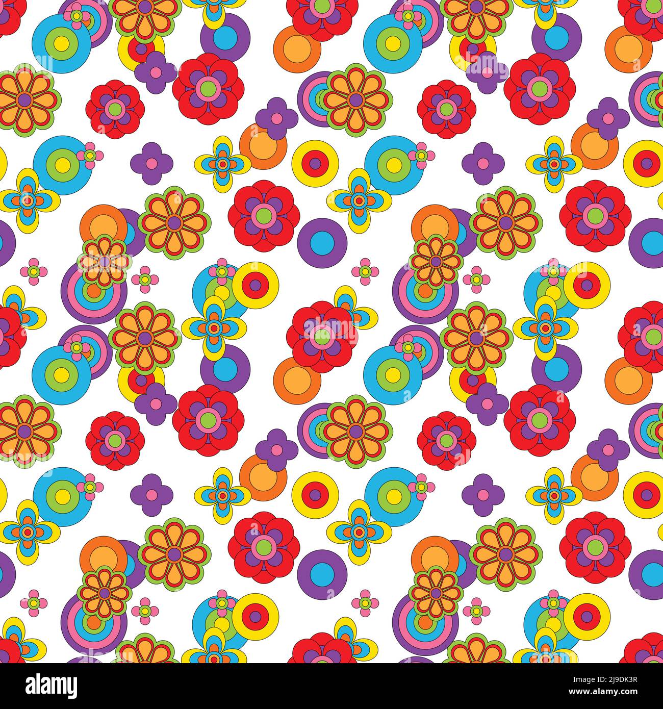 Abstract flower groovy psychedelic pattern. Stock Vector