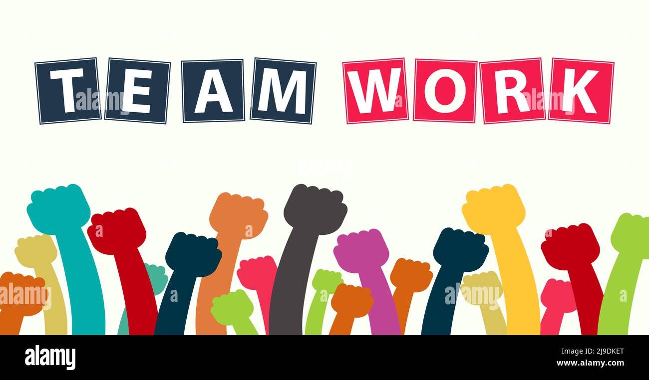 Hands Connecting Concept,Group of Holding handle show teamwork summit workers are meeting in the same power room. Stock Vector