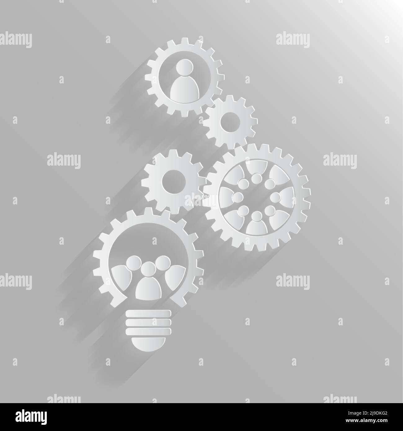 light bulb gear teamwork meeting people concept Stock Vector