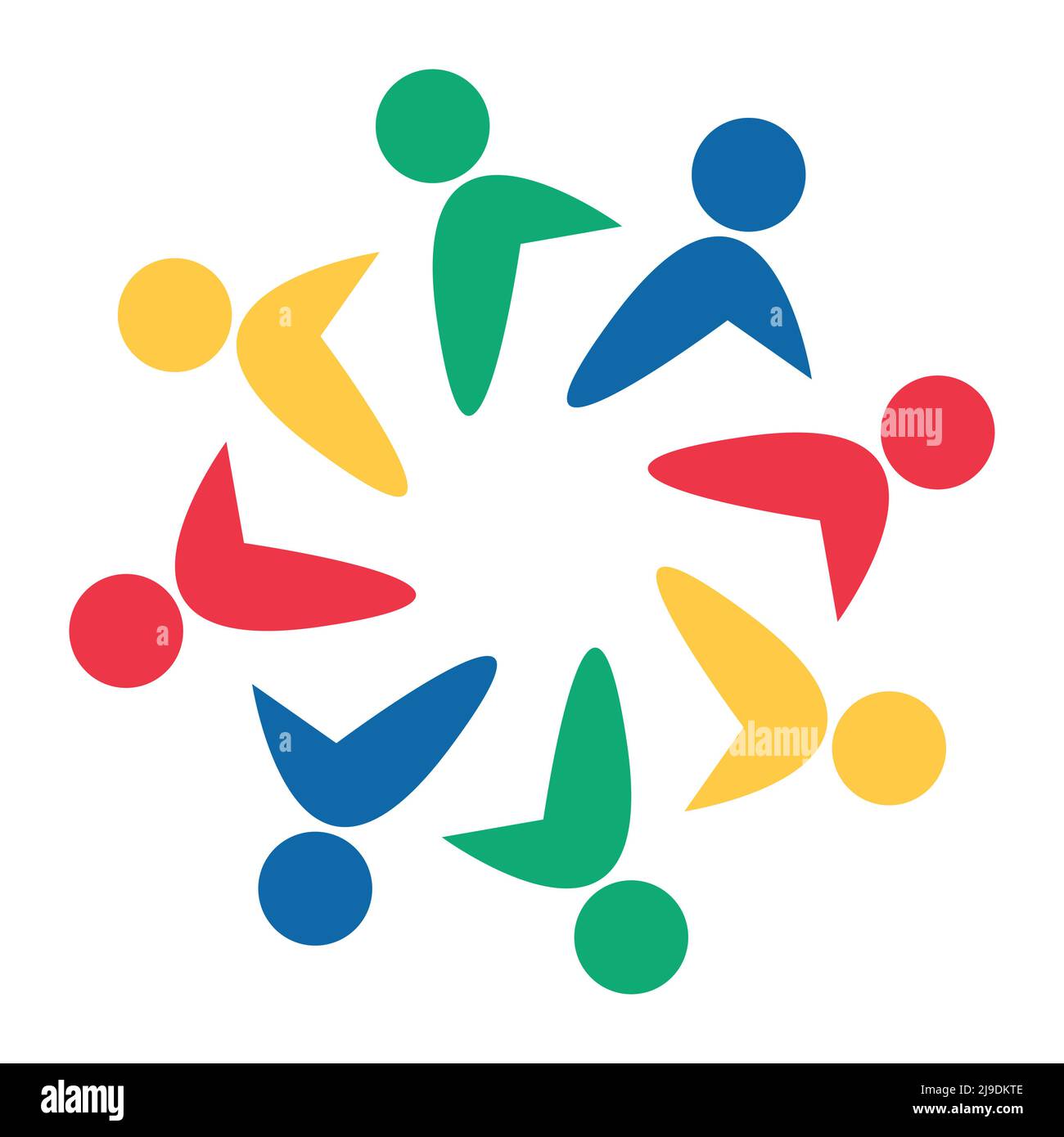 Vector graphic group connection logo.Eight people in the circle.logo team work Stock Vector