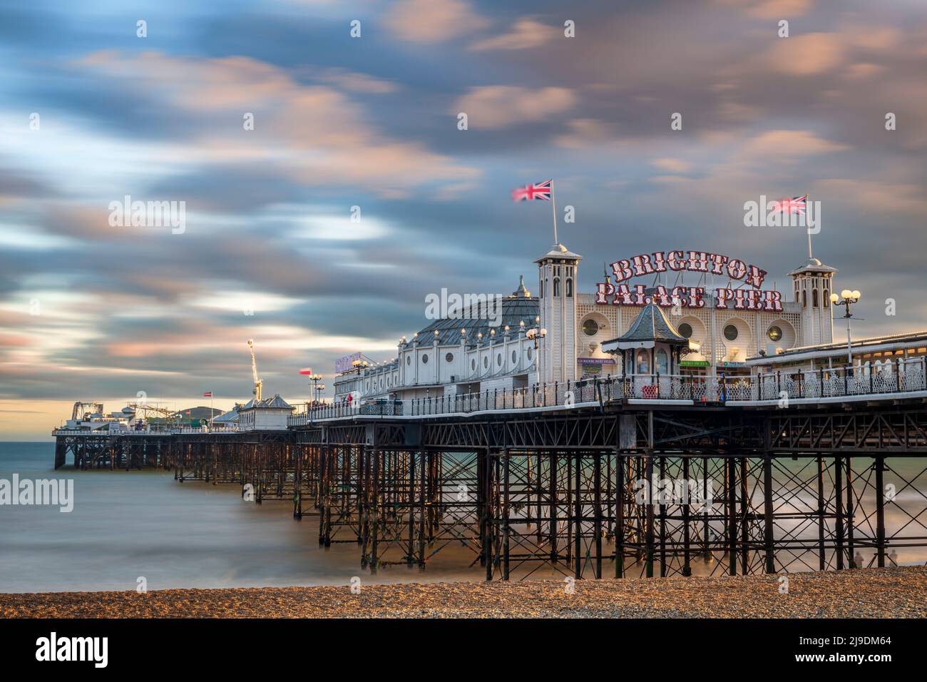 The Brighton Palace Pier, also known as Brighton Pier or Palace Pier, is a Grade II listed pleasure pier in Brighton and is the only one of three pier Stock Photo