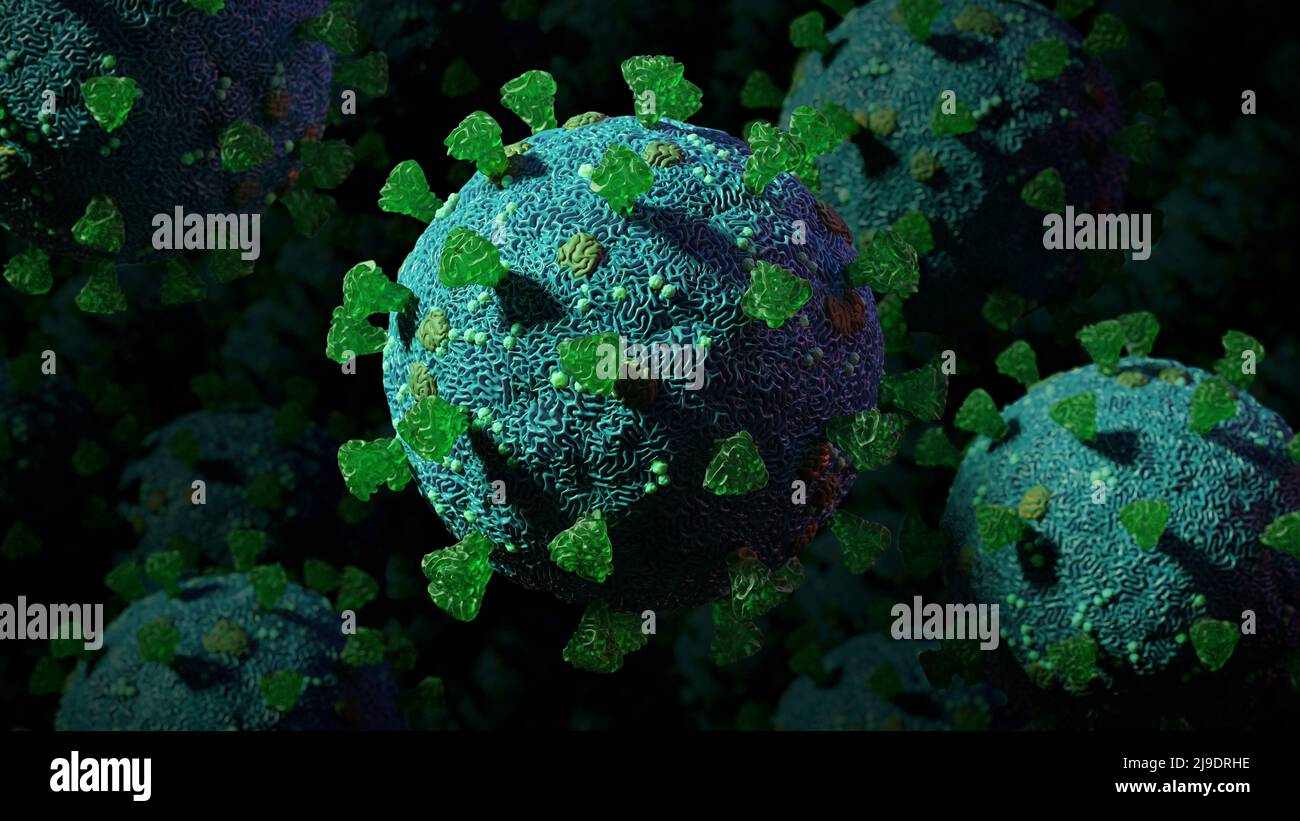 Covid-19 virus, Coronavirus pandemic,  health threatening influenza virus Stock Photo