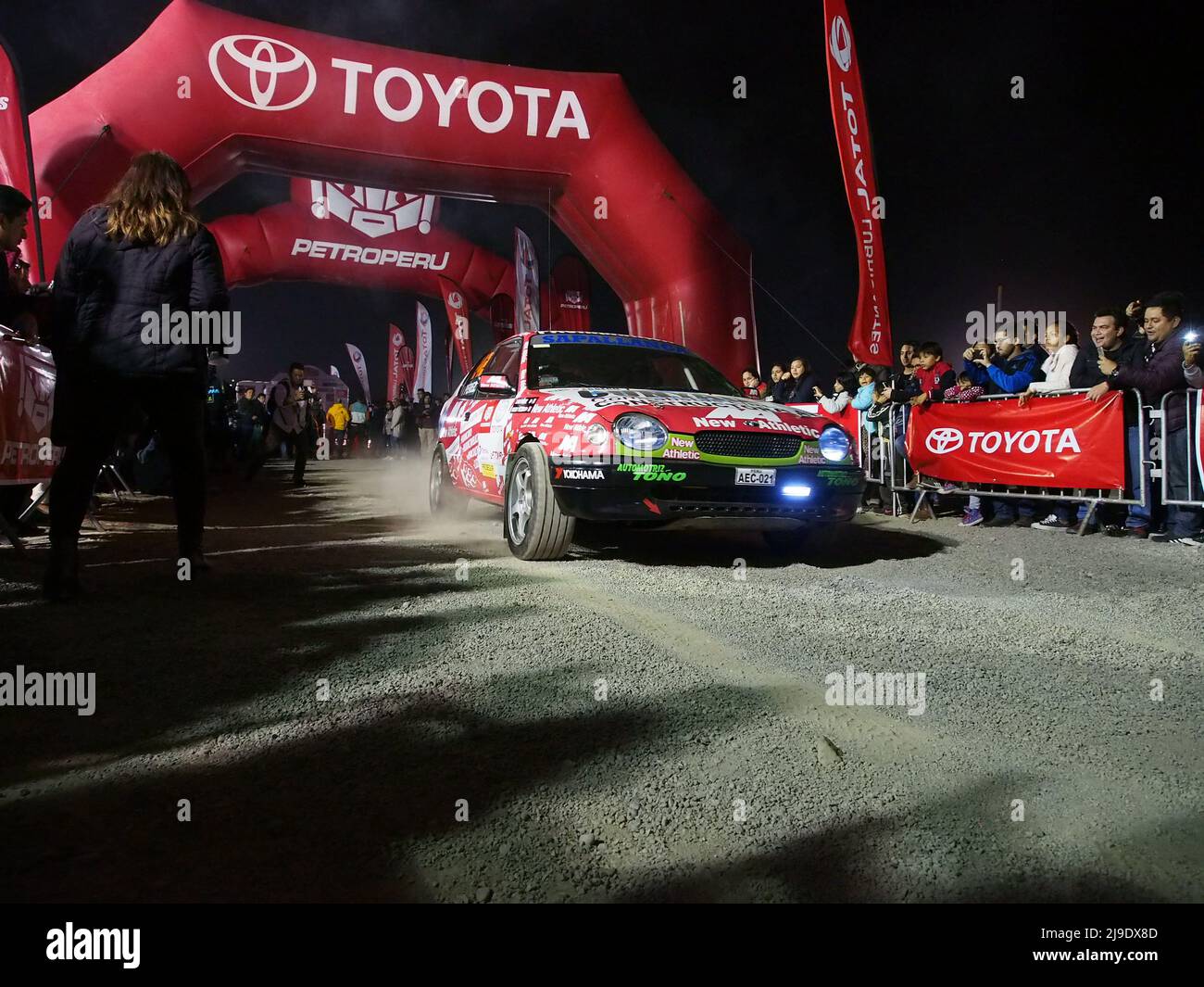 Car racing at the starting line and promotional Super Prime of the