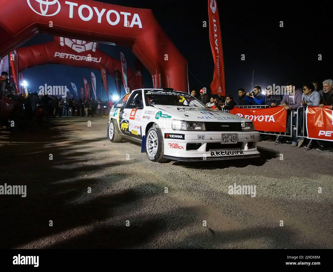 Car racing at the starting line and promotional Super Prime of the