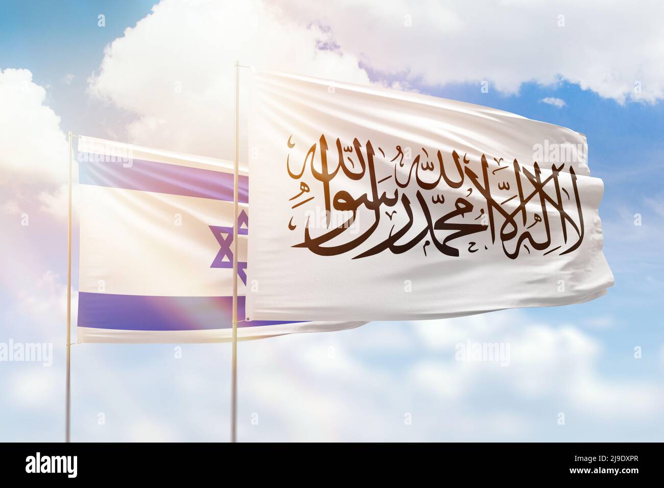 Sunny blue sky and flags of afghanistan and israel Stock Photo - Alamy