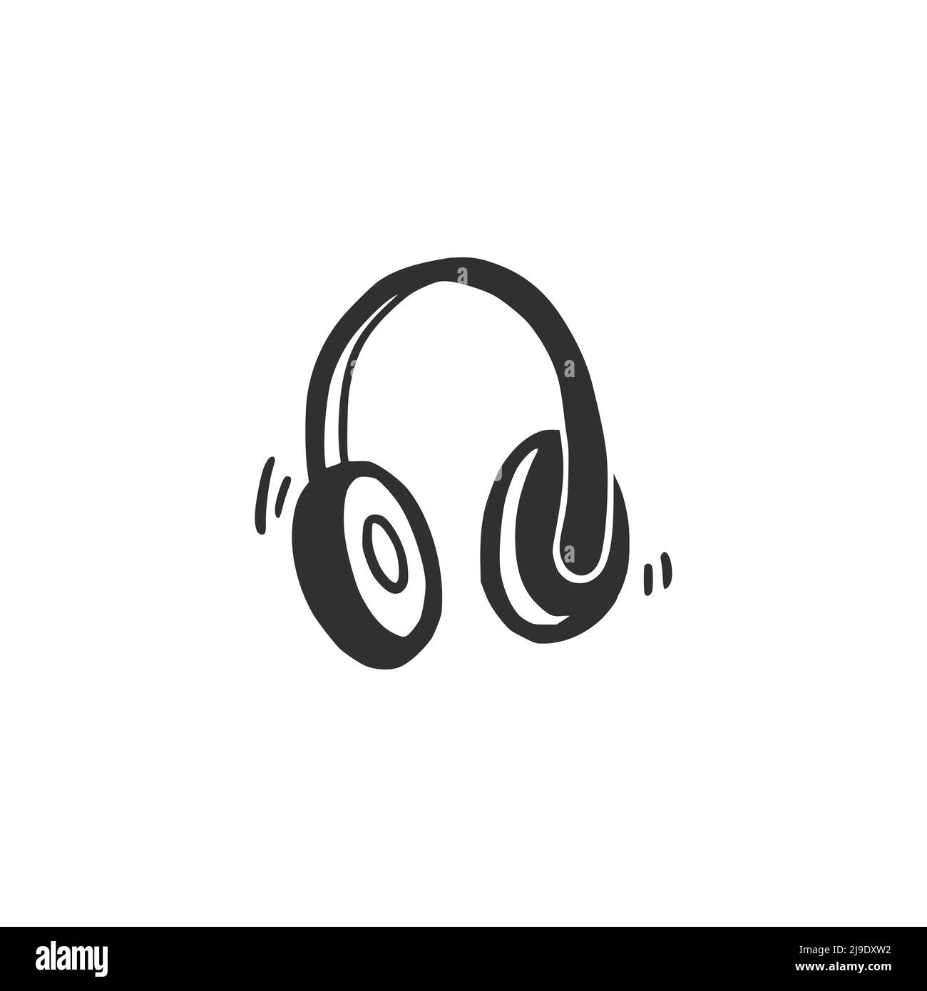 Hand drawn headphone. Doodle sketch style. Drawing line simple earphone