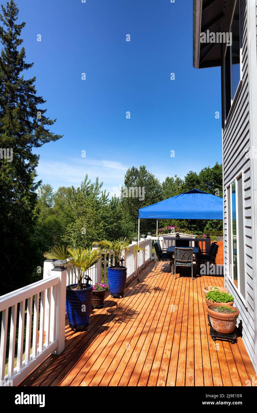 Home wood deck maintenance completed with staining and painting for the