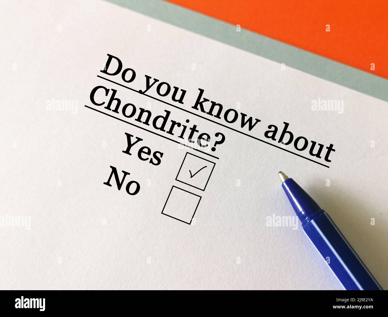 One person is answering question about space technology. He knows about Chondrite. Stock Photo