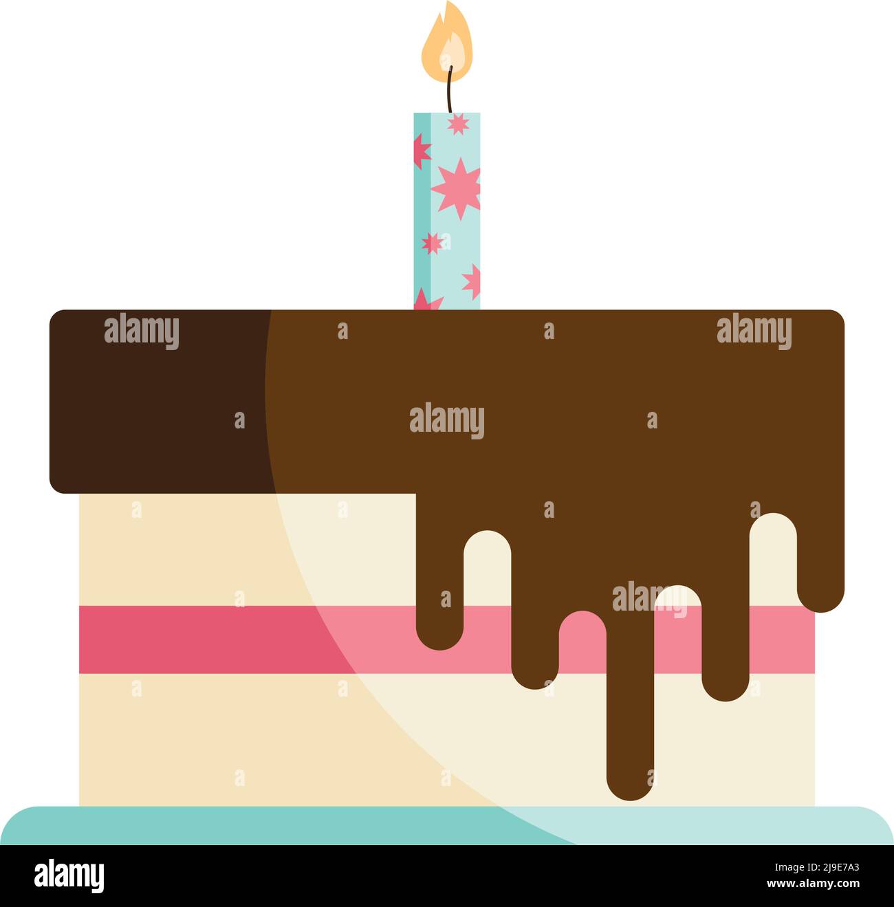 sweet cake birthday with candle Stock Vector Image & Art - Alamy