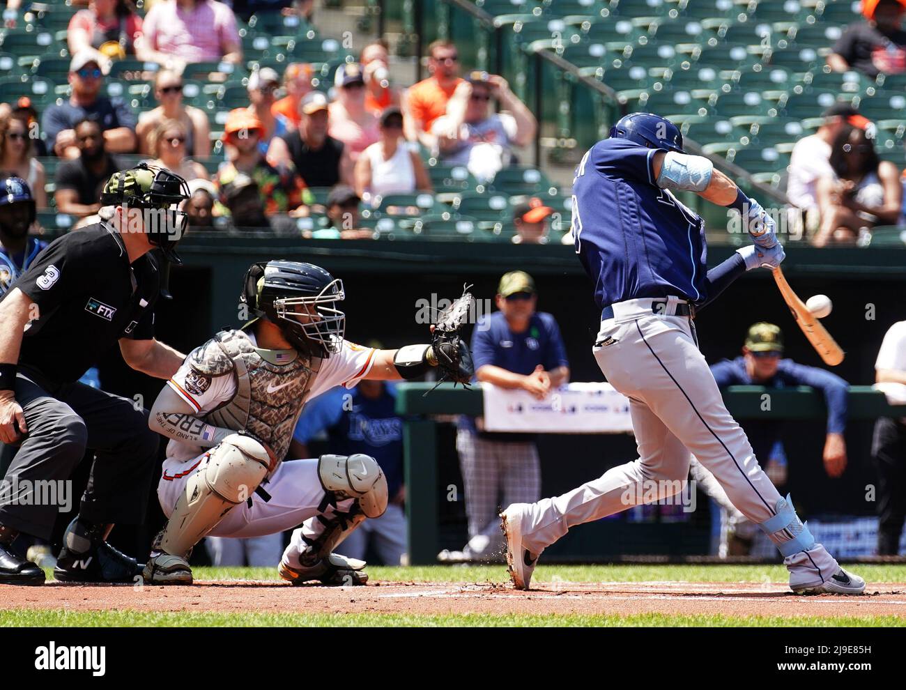 Tampa Bay Rays' Mike Zunino heads to first after being hit by a pitch  against the New York Yankees during the seventh inning of a baseball game  Sunday, May 29, 2022, in