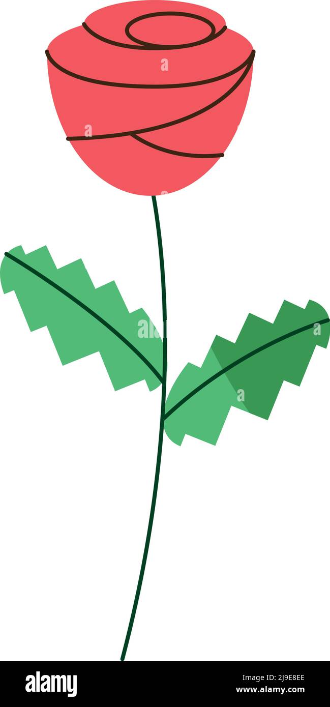 red rose flower nature icon Stock Vector Image & Art - Alamy