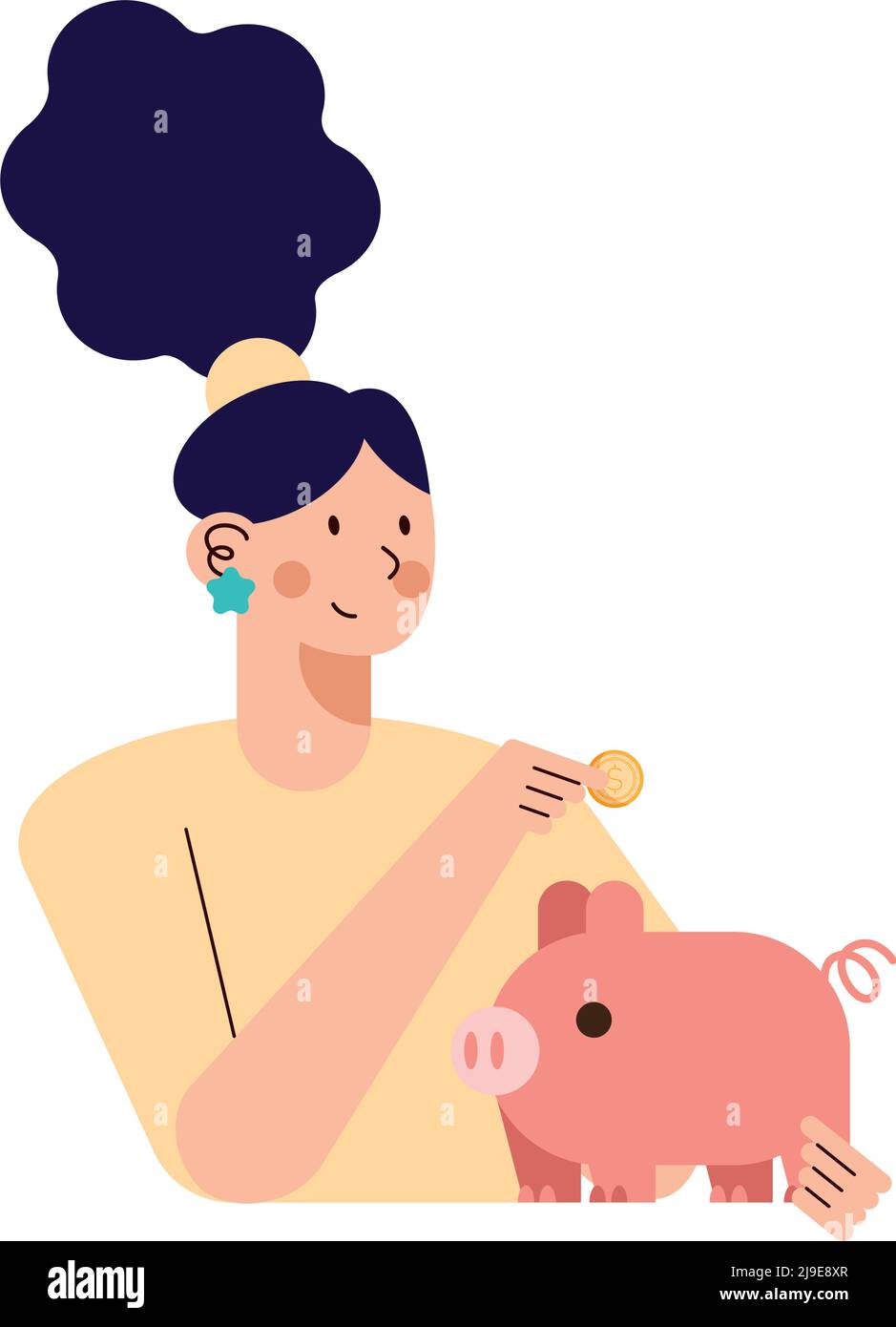 woman with piggy savings character Stock Vector Image & Art - Alamy
