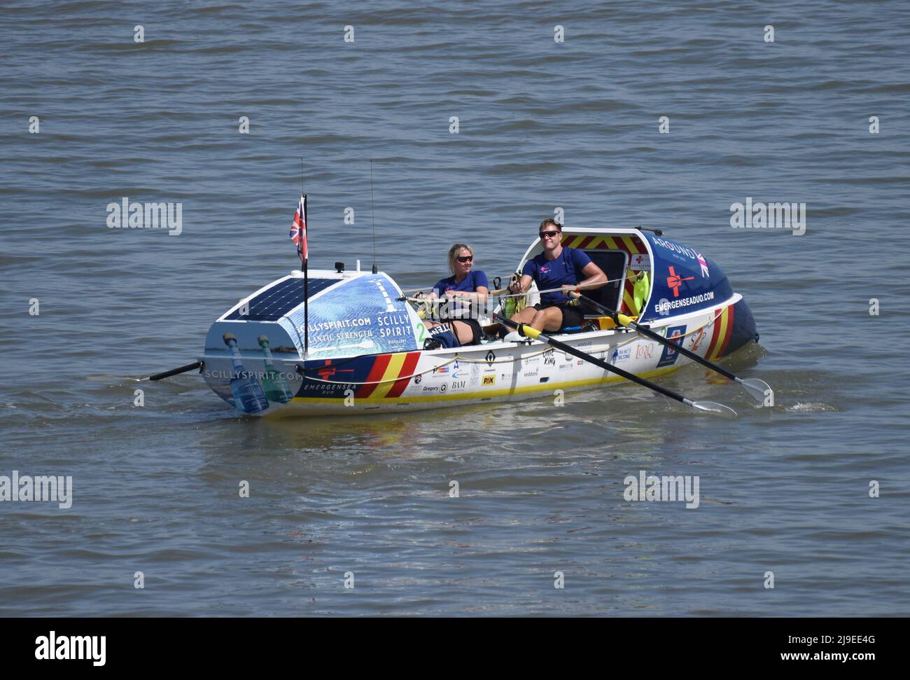 22/05/2022 Around Great Britain Row 2022. Gravesend UK The Emergensea Duo are two paramedics on a voyage hoping to circumnavigating Great Britain in t Stock Photo