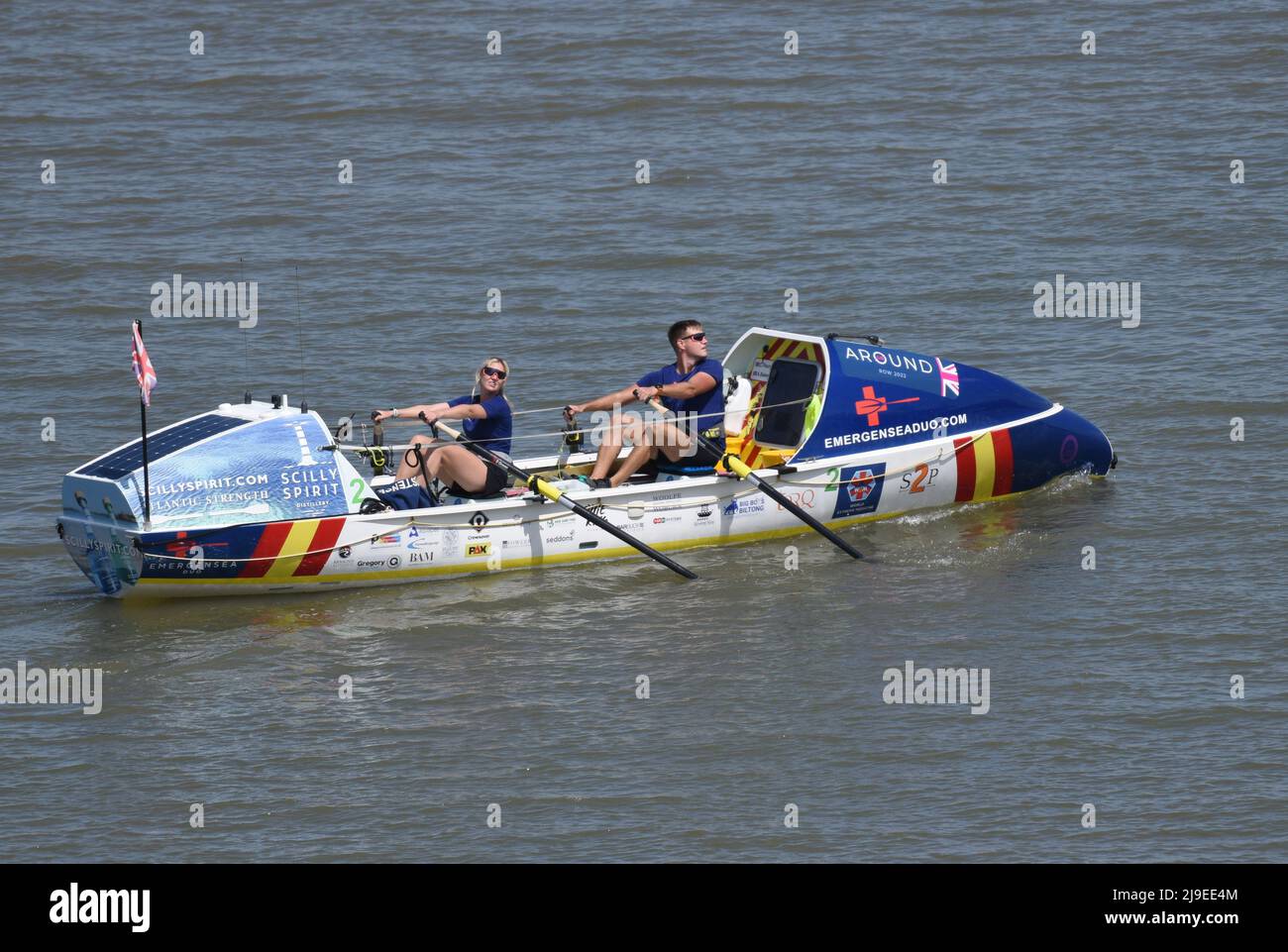 22/05/2022 Around Great Britain Row 2022. Gravesend UK The Emergensea Duo are two paramedics on a voyage hoping to circumnavigating Great Britain in t Stock Photo