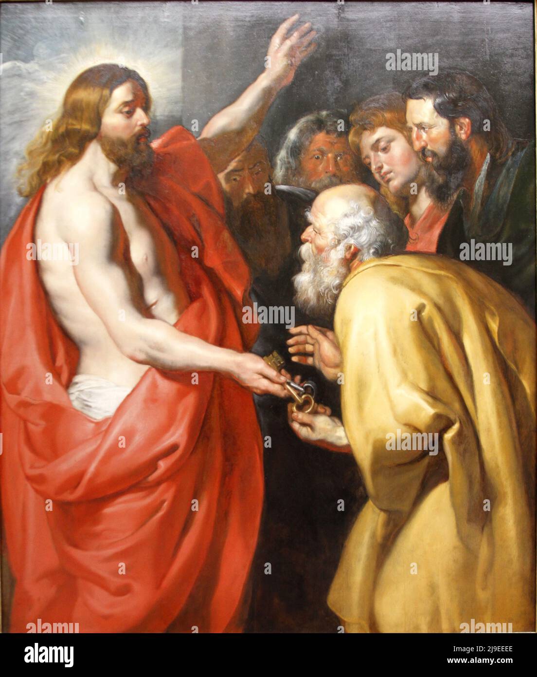 Jesus gives Peter the keys to Heaven by Pieter Paul Rubens, 1614 Stock Photo