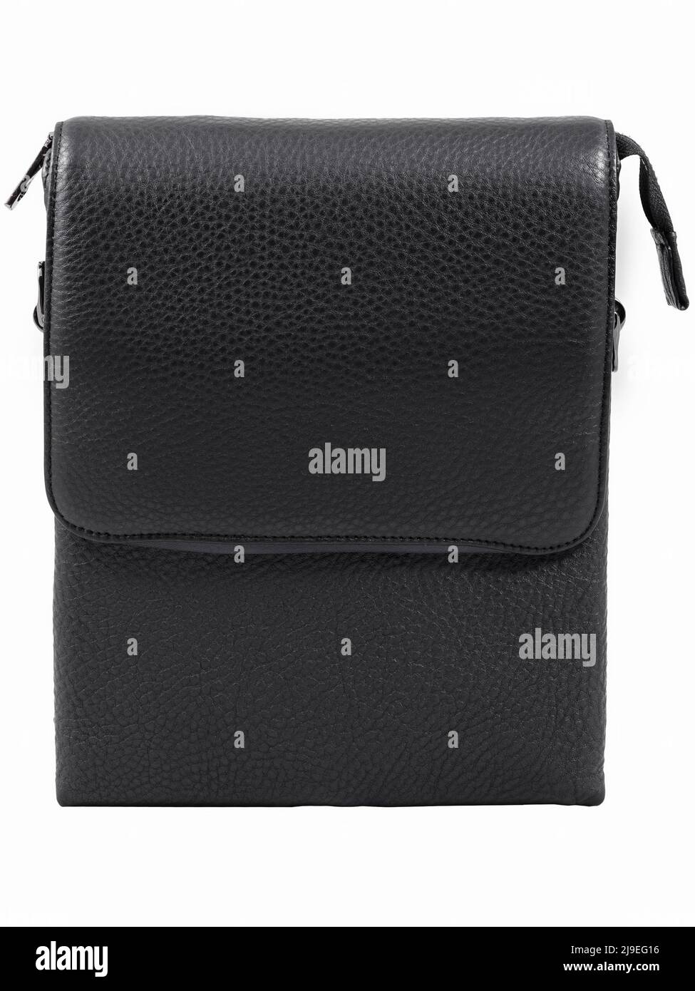 Black leather wallet front view isolated on white background Stock Photo