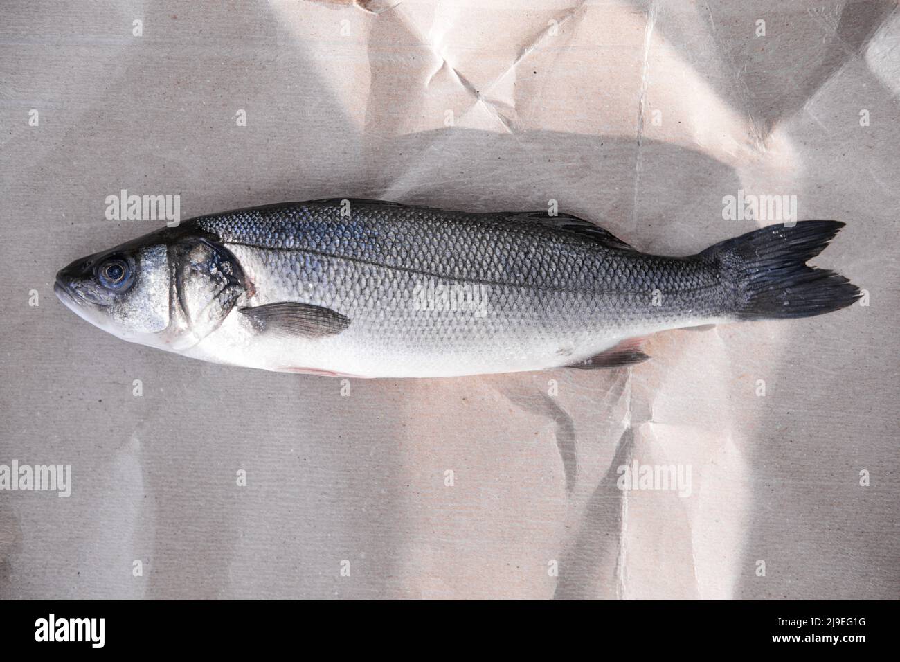 sibas fish wit Ingredients for cooking or grill on cutting board. Top view,  copy space Stock Photo - Alamy