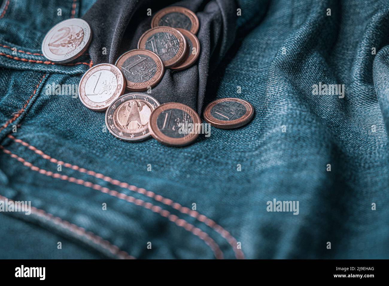 bankruptcy. Coins of one and two euros 