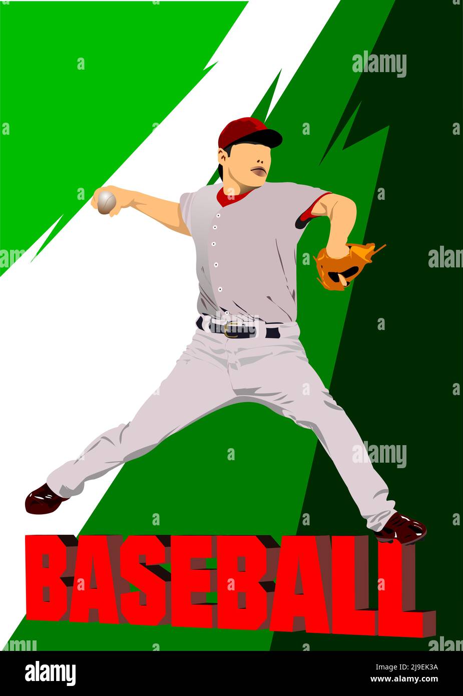 Baseball player. Vector 3d illustration for designers Stock Vector