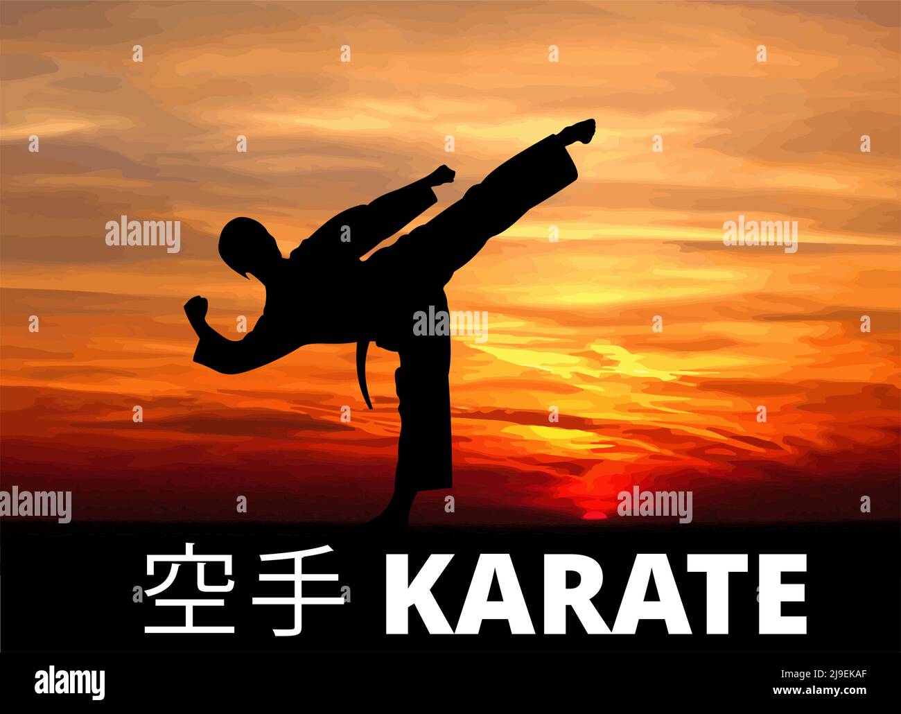 Oriental combat sports. Karate. Colored vector illustration. Translate