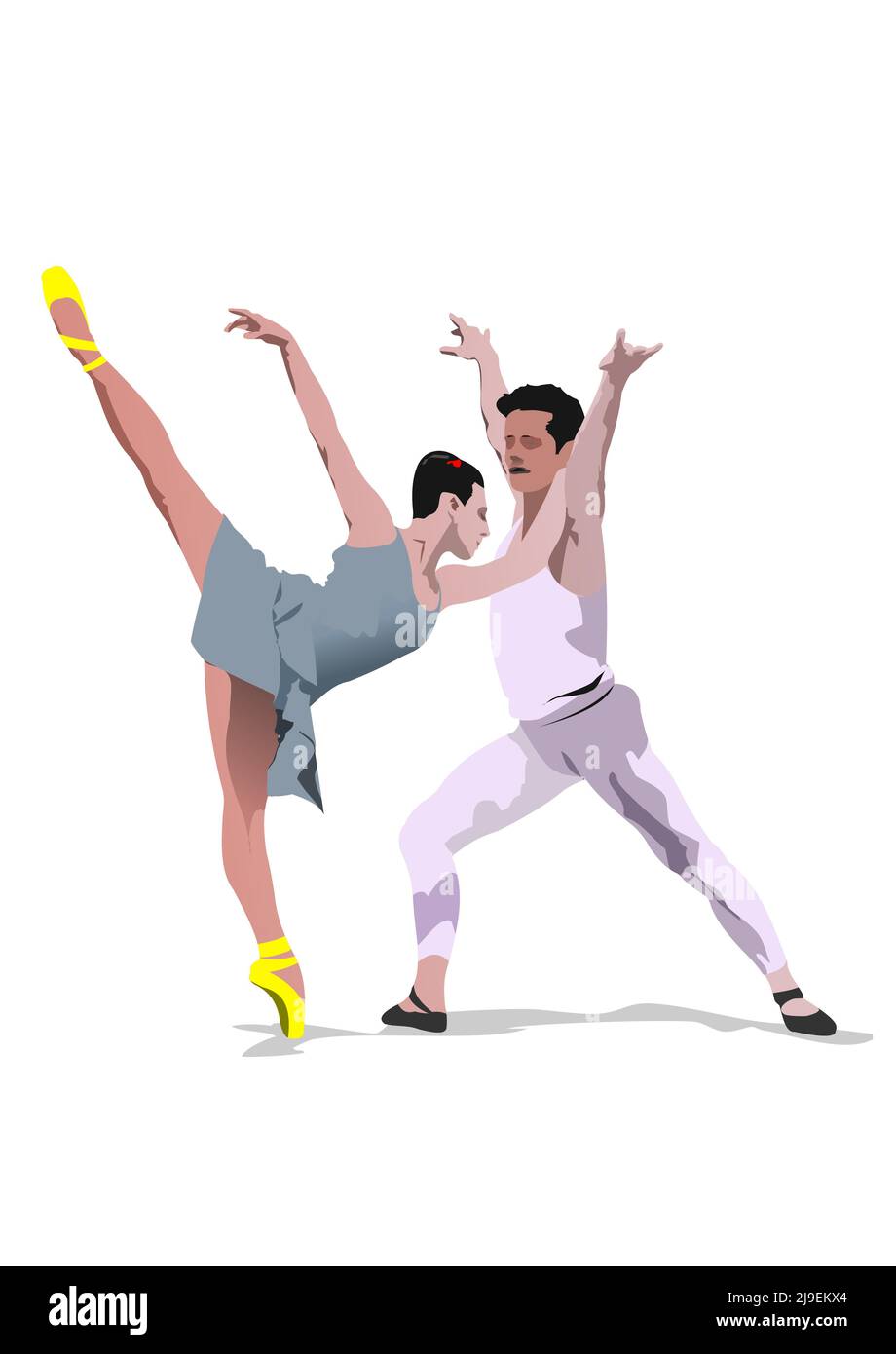 Modern ballet dancers colored 3d illustration. Vector Stock Vector Image &  Art - Alamy