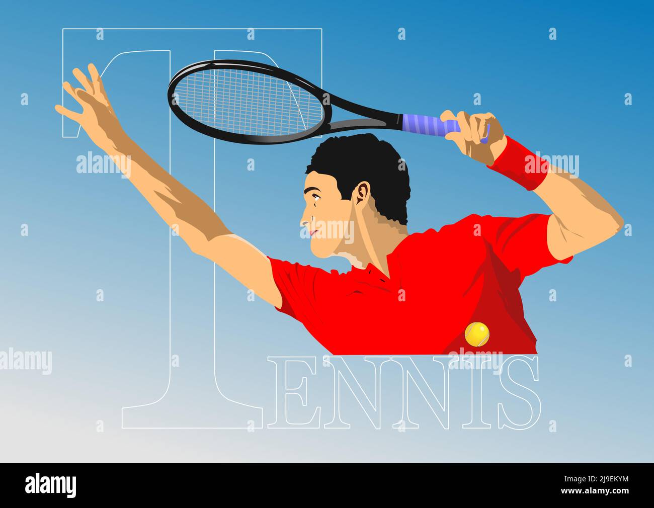Man Tennis player. Colored Vector 3d illustration for designers Stock