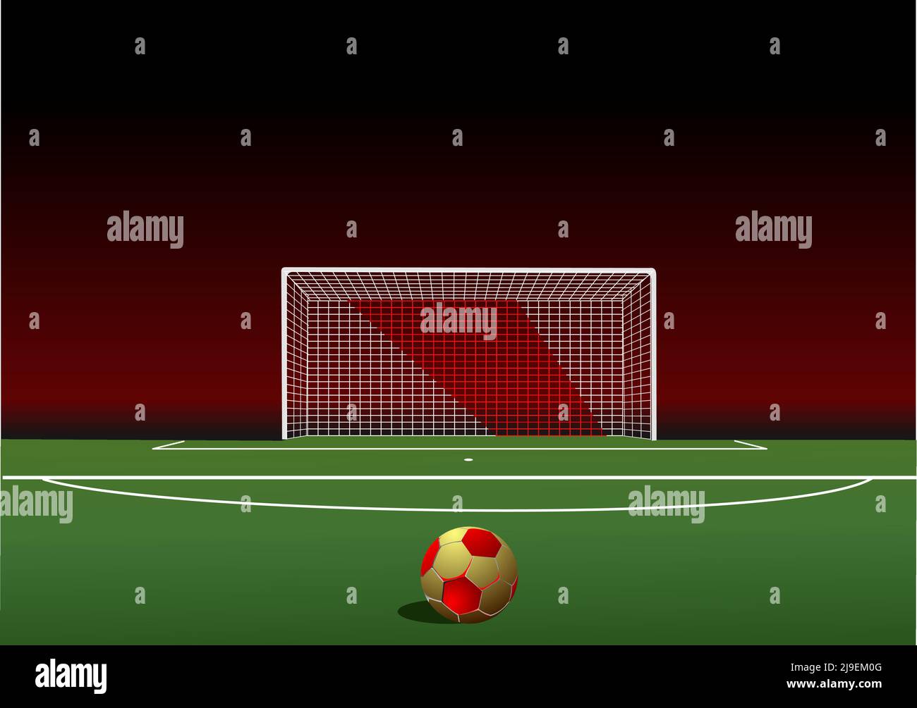 Soccer ball on the field of stadium. 3D vector color illustration Stock ...