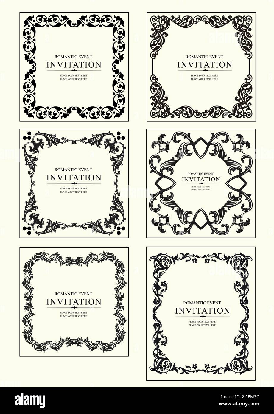 Calligraphic elements and frame vintage set. Vector illustration Stock ...